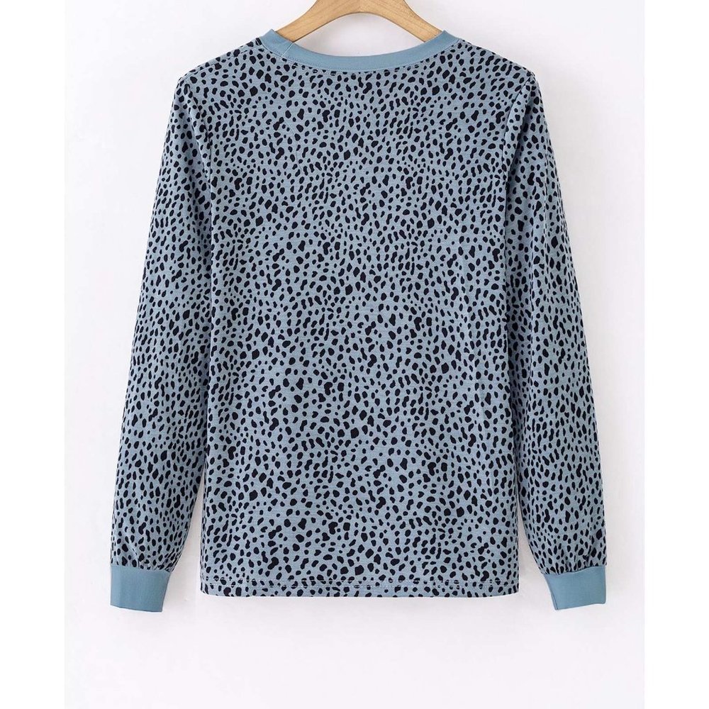Animal Spotted Print Round Neck Long Sleeve Top X LARGE  (4411) - Picture 6 of 10